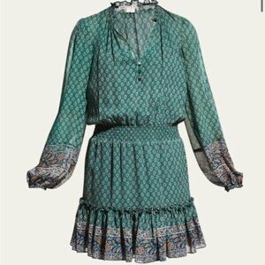 NWT Veronica Beard Destiny Dress Seaglass/Multi (100% silk)